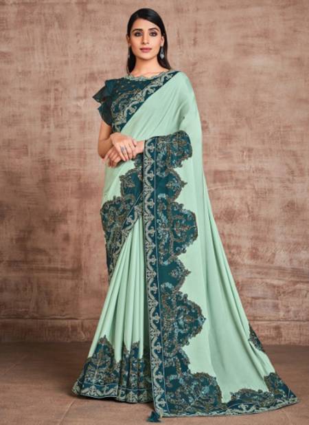 Sea Green Colour Reina Mahotsav New Designer Exclusive Heavy Party Wear Georgette Saree Collection 21713